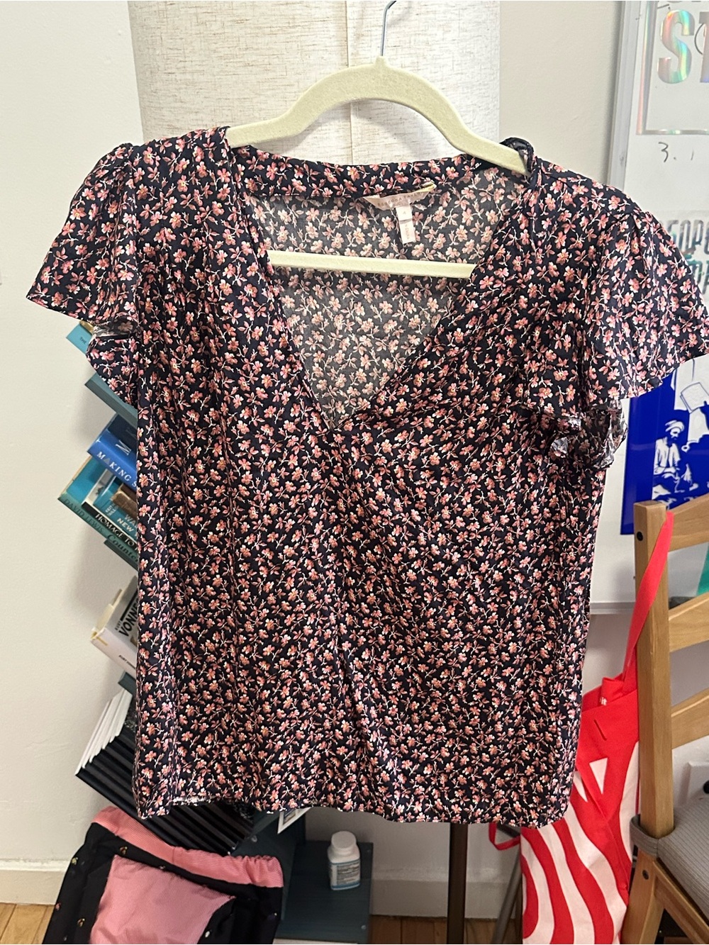 Rebecca Taylor Pink Floral V Neck with Pink Blossoms
